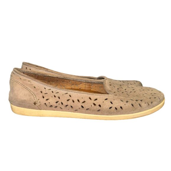 Olukai Momi Flat Women's Size 8.5 Taupe Leather Perforated Slip On Comfort Shoe - Picture 4 of 8